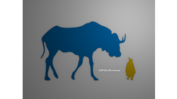  [Fond d'écran 'Gnu et Tux', silhouettes en couleur] 